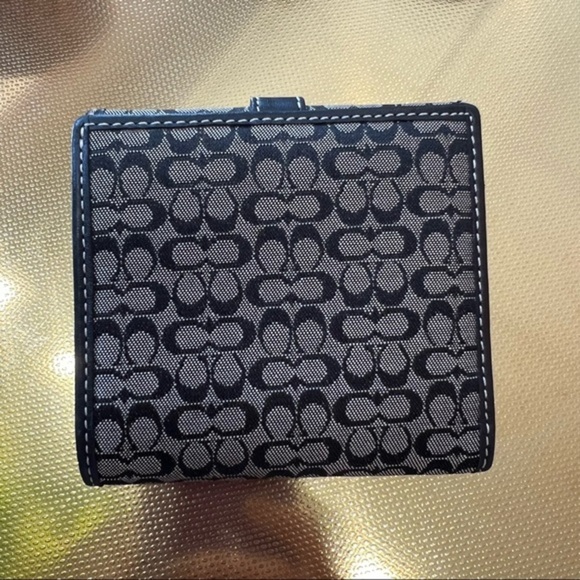 Coach Black and Gray bi gold Card Wallet with Silver Hardware and coin pouch - Picture 6 of 6